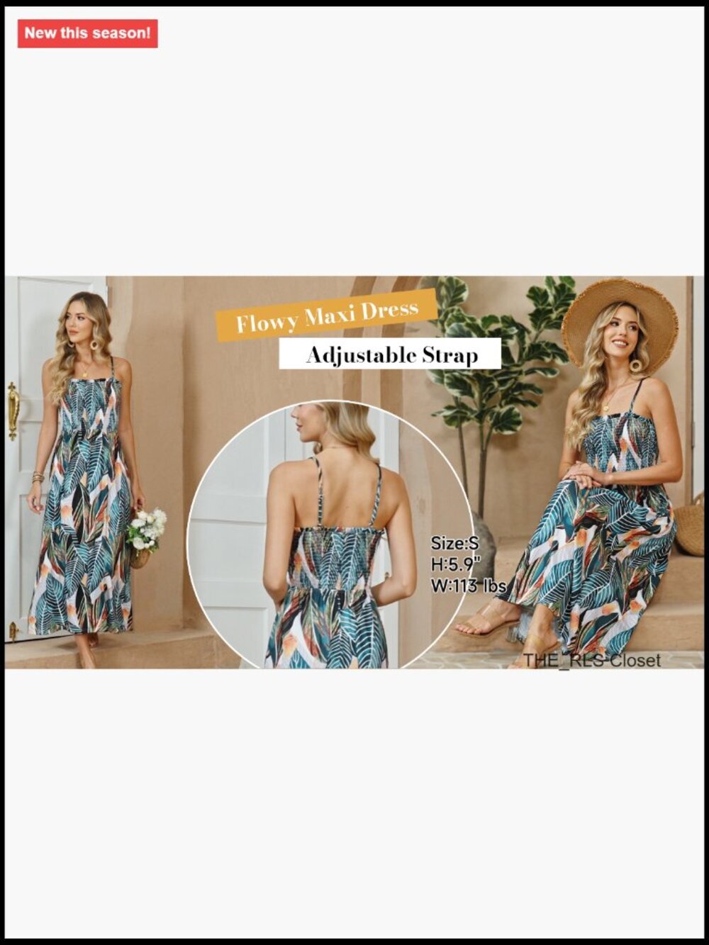Spaghetti Strap Maxi Dress Smocked with Pockets Casual Boho Beach - Picture 7 of 7